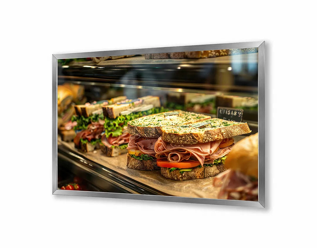 Metall Magnetboard mit hochwertigem Brötchen in Vitrine Design