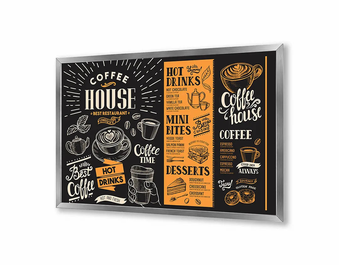 Metall Magnetboard mit hochwertigem Koffiehuis Kreidetafel Menü Design