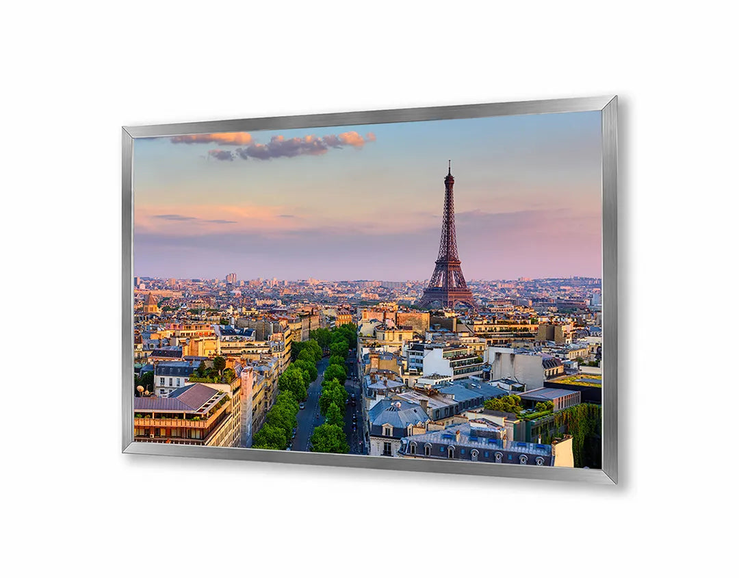 Metall Magnetboard mit hochwertigem Eiffeltoren Und Parijs Bei Sonnenuntergang Design
