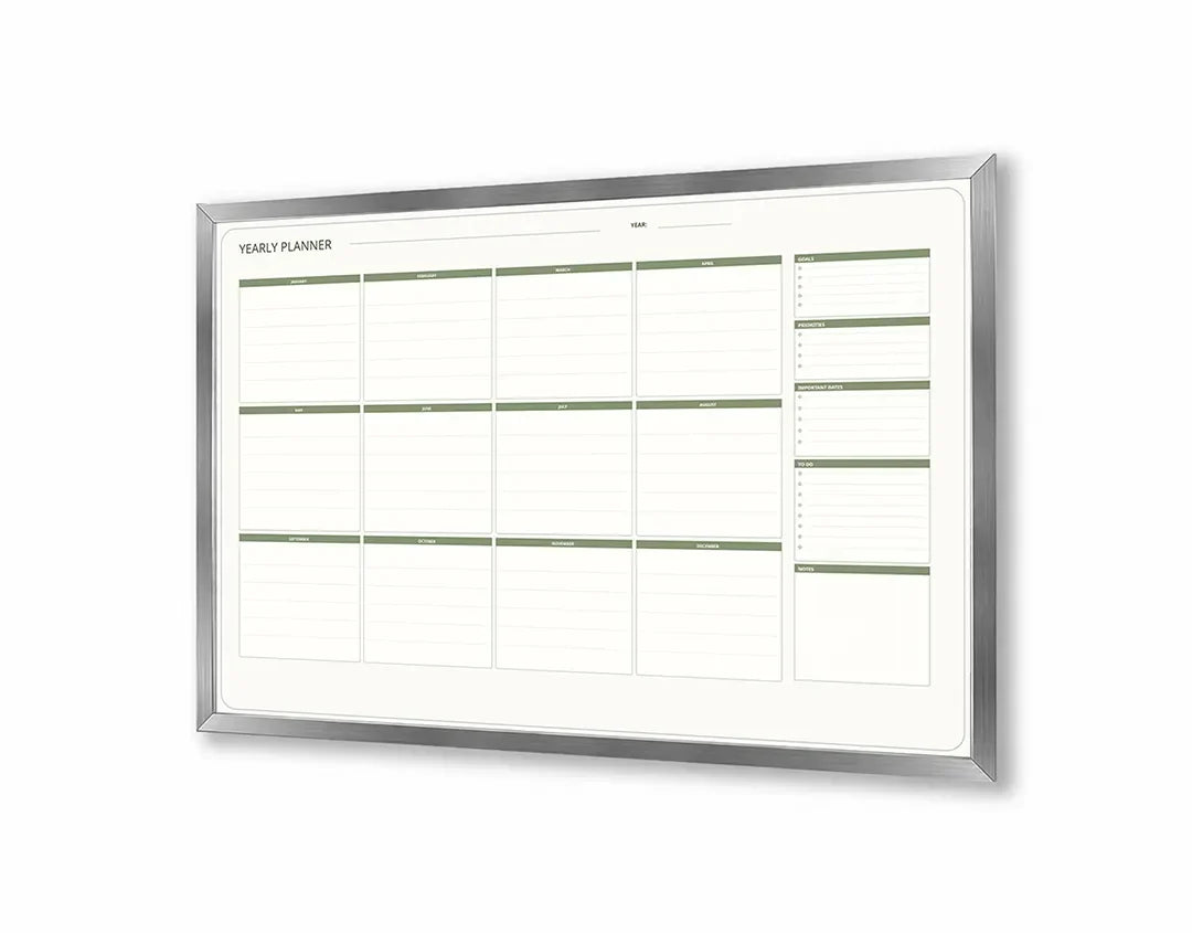 Metall Magnetboard mit hochwertigem Grüne Kalender Raster mit Notizen Design