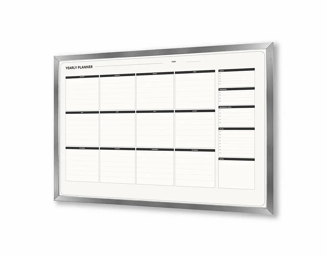 Metall Magnetboard mit hochwertigem Schwarz weiße Kalender modern Design