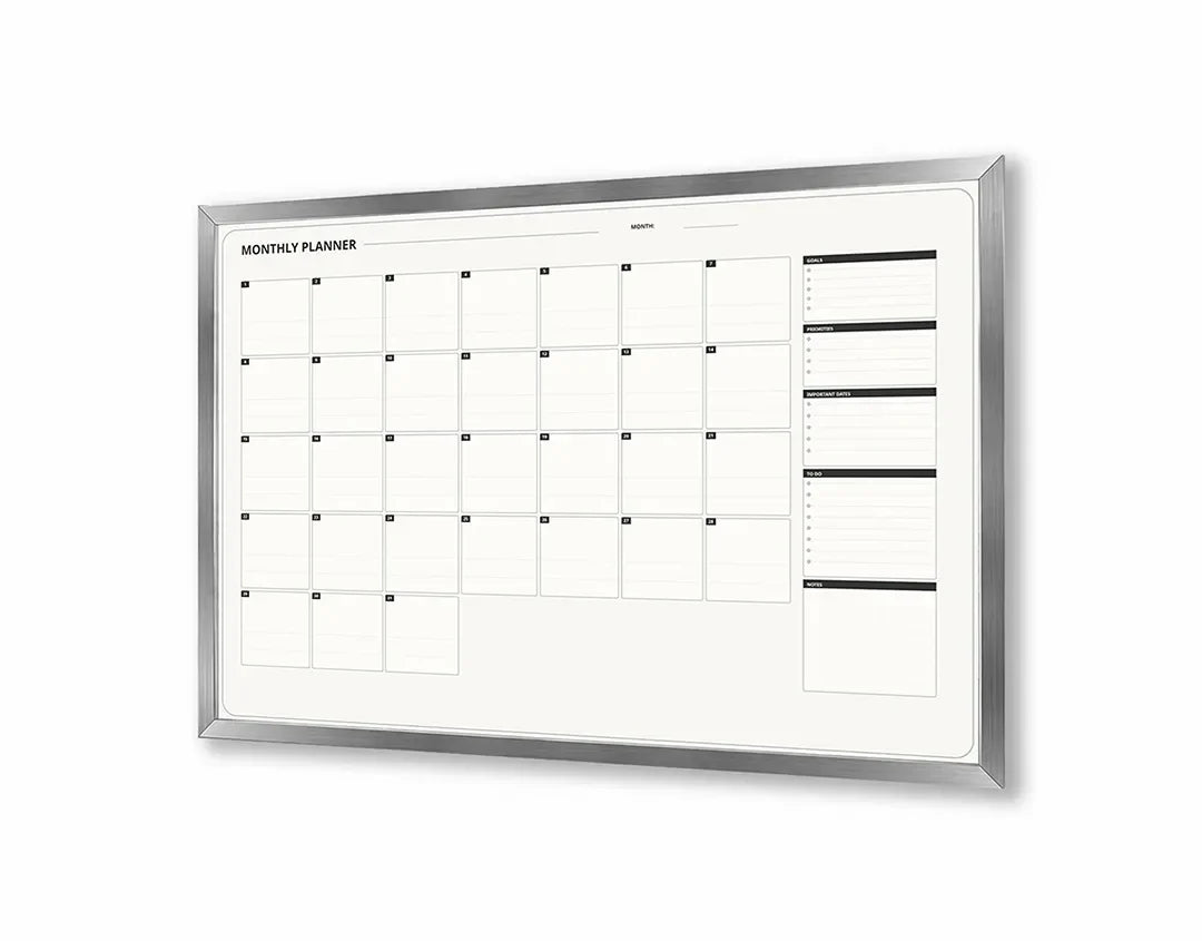 Metall Magnetboard mit hochwertigem Blanco Kalender einfach Design