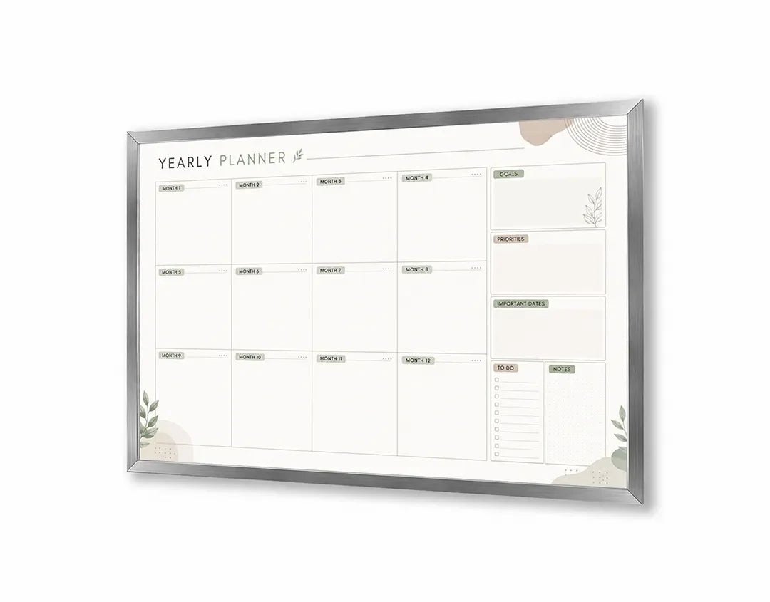 Metall Magnetboard mit hochwertigem Botanische Monatsplaner Design