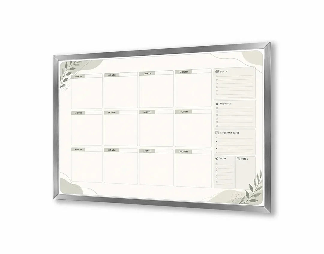 Metall Magnetboard mit hochwertigem Minimalistische Monatsplaner Design