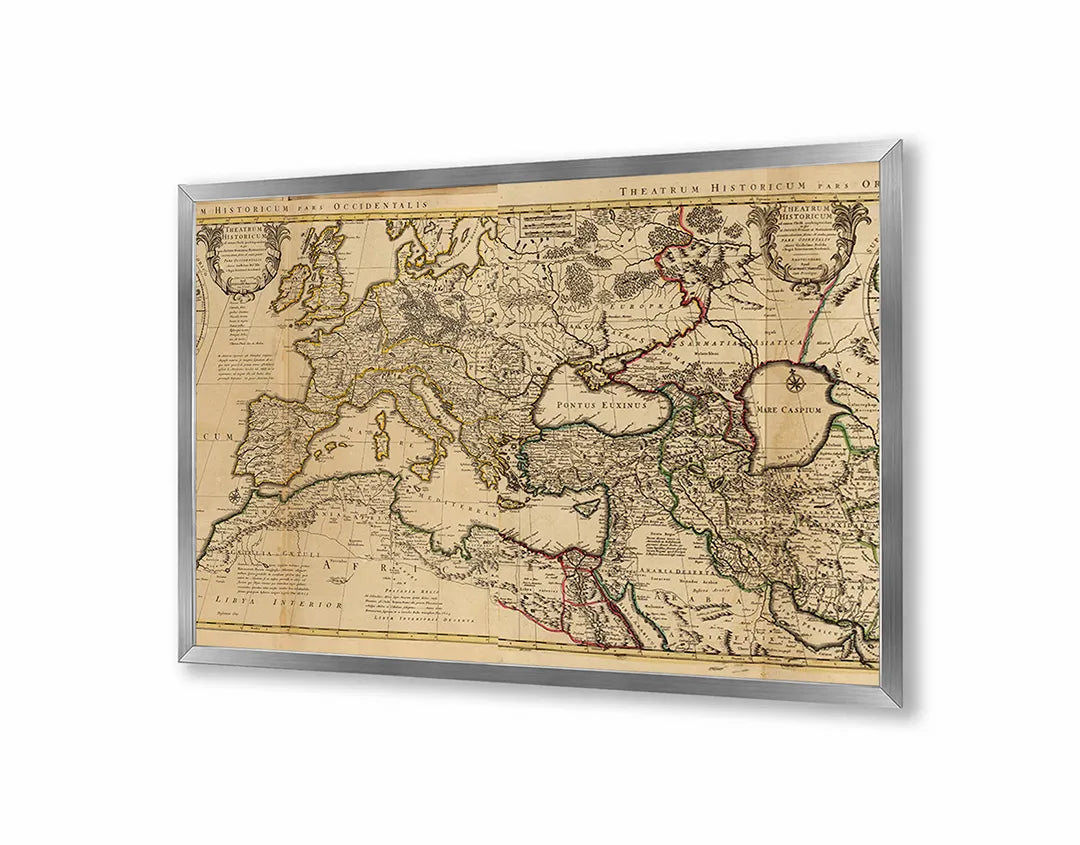 Metall Magnetboard mit hochwertigem Klassische Sepia Weltkarte Design