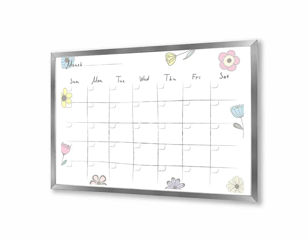 Metall Magnetboard mit hochwertigem Monatsplaner Blumen Design