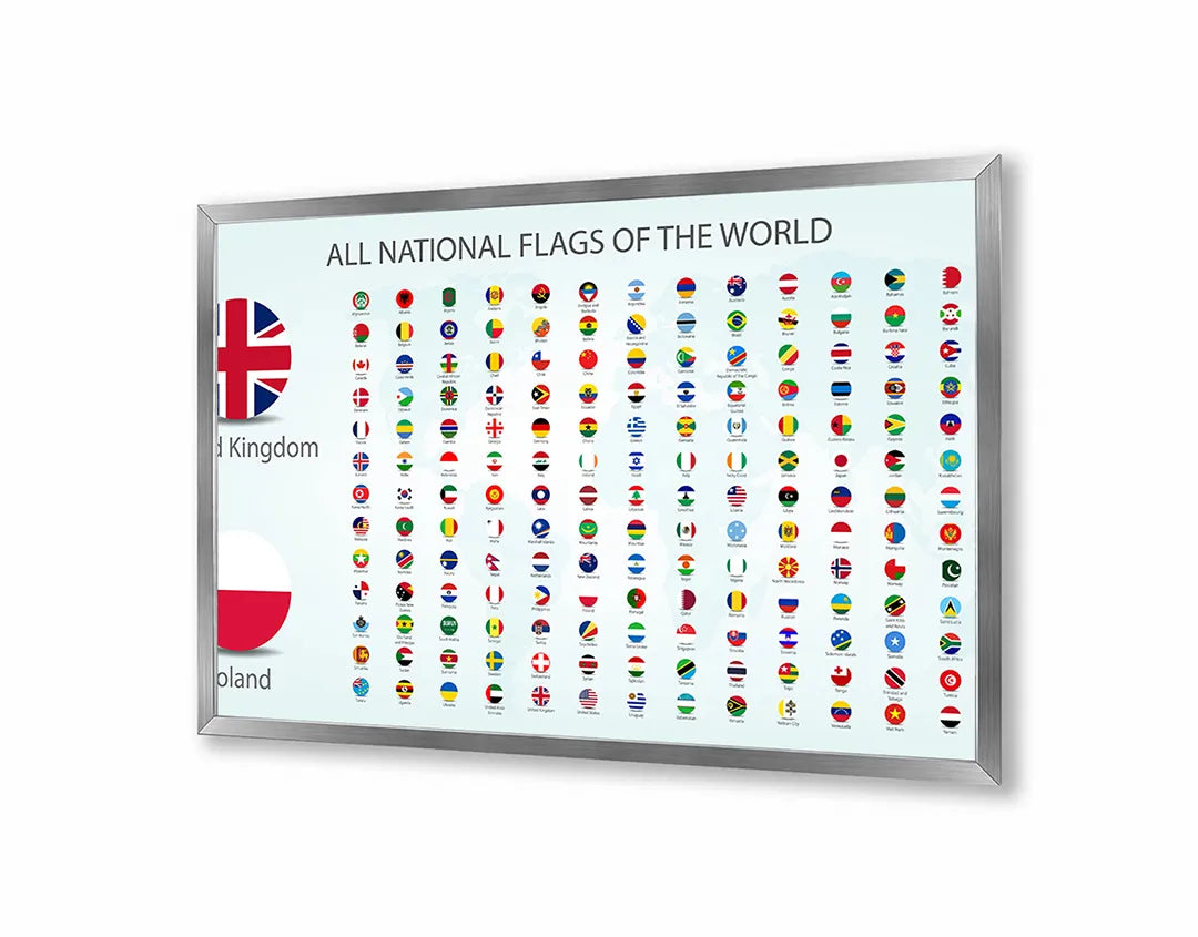 Metall Magnetboard mit hochwertigem Wereldvlaggen poster Design