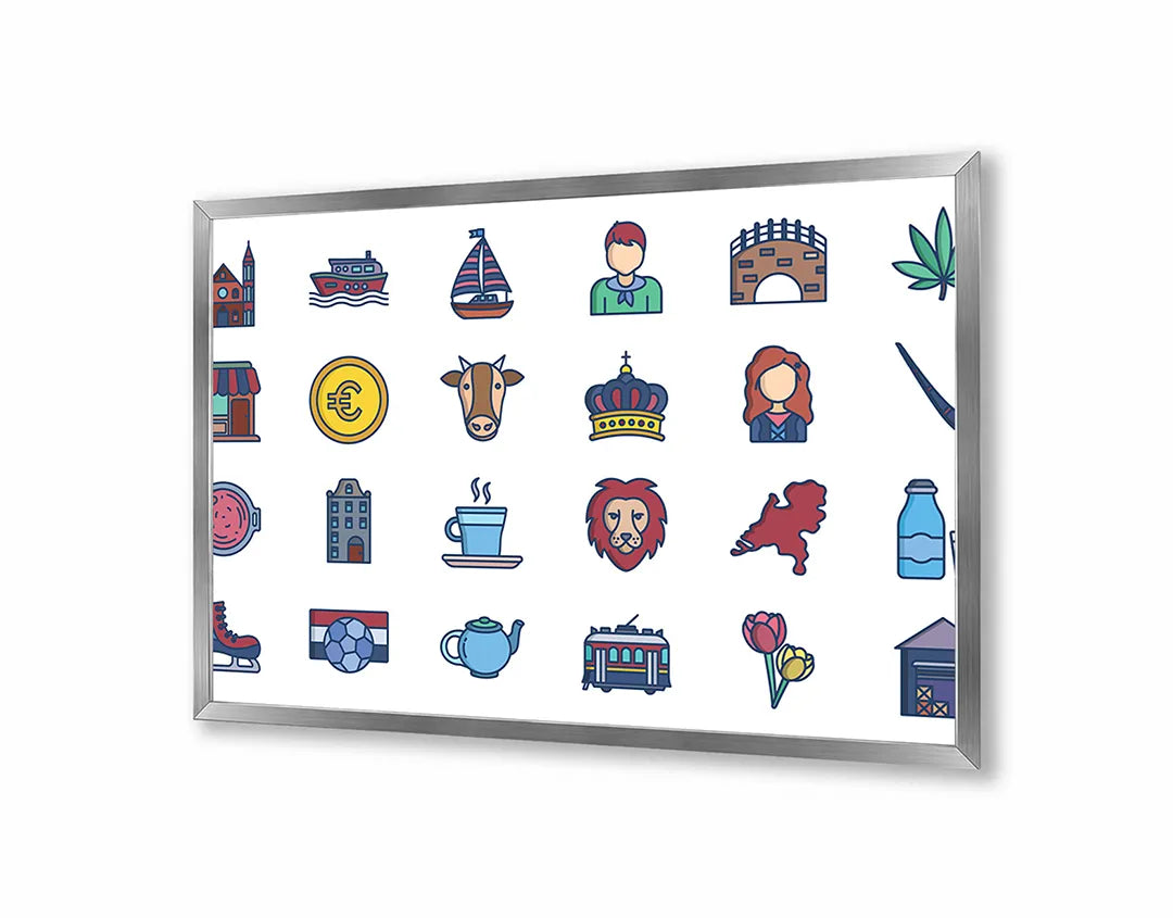 Metall Magnetboard mit hochwertigem Iconen Muster Design