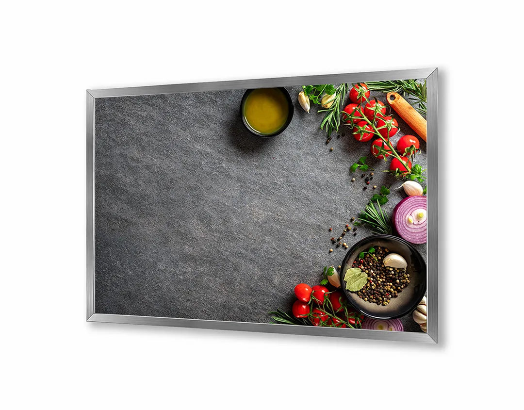 Metall Magnetboard mit hochwertigem Kook Zutaten dunkel Design