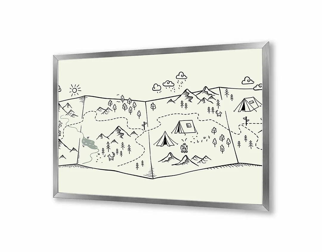 Metall Magnetboard mit hochwertigem Berge Doodle Illustration Design