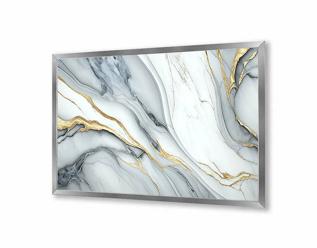 Metall Magnetboard mit hochwertigem Gold weiß Marmor Design