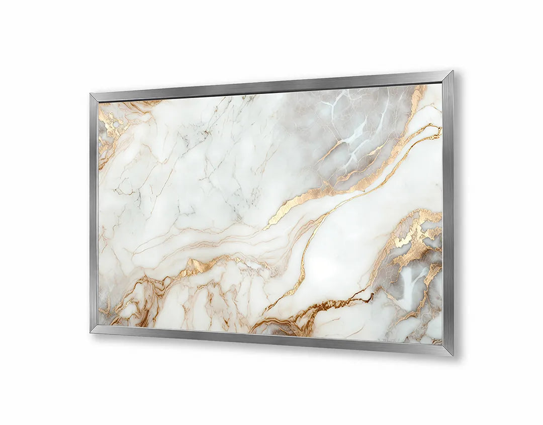 Metall Magnetboard mit hochwertigem Koper weiß Marmor Design