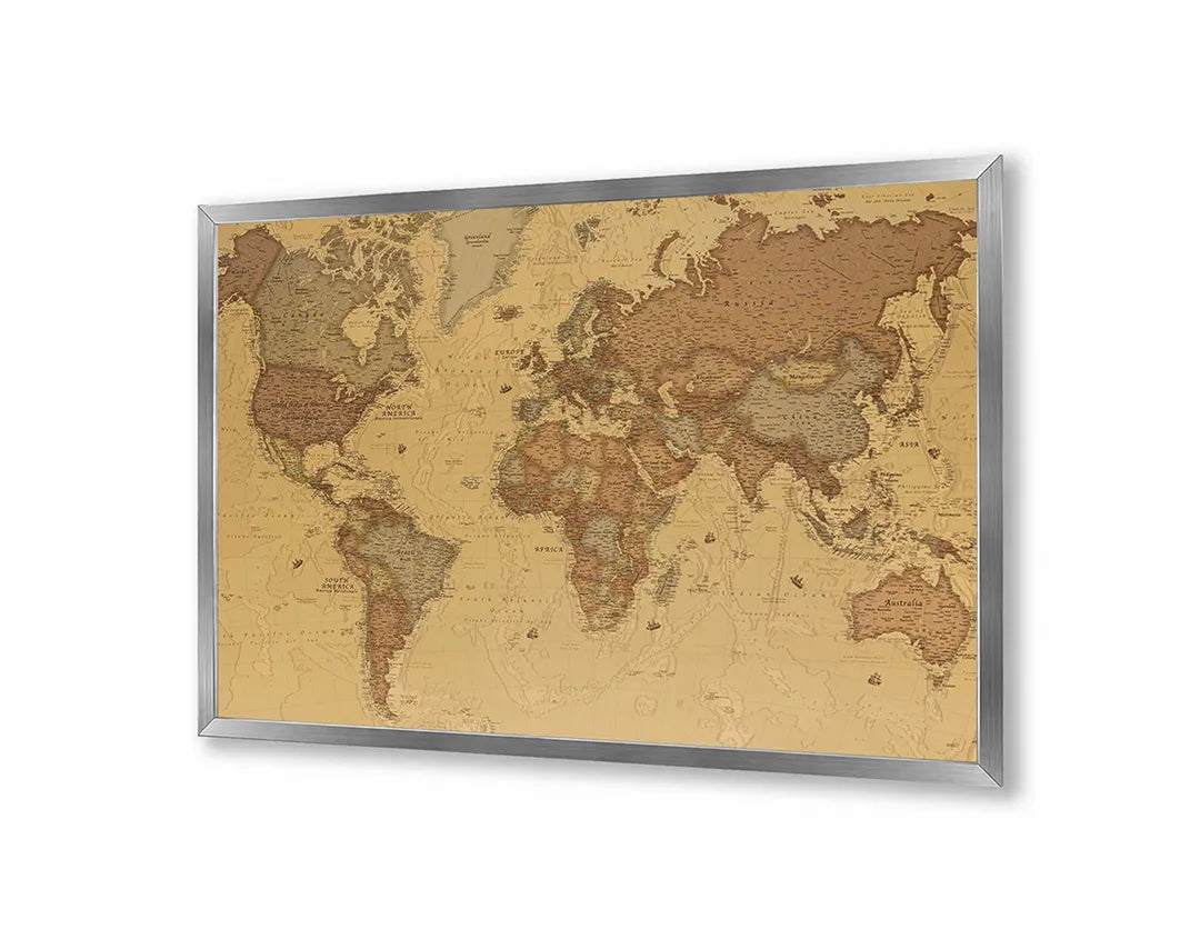 Metall Magnetboard mit hochwertigem Klassische Weltkarte Design