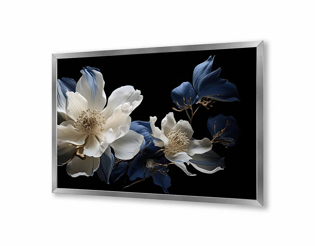 Metall Magnetboard mit hochwertigem Weiße Orchidee auf schwarz Design