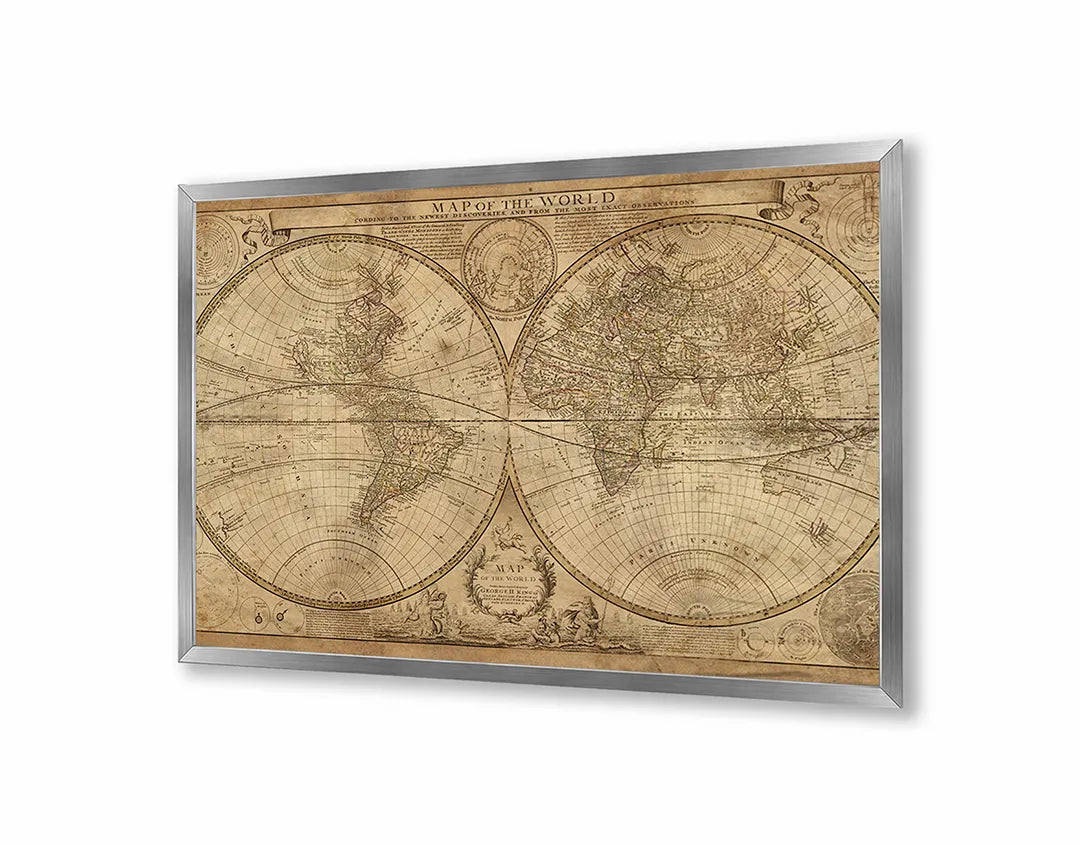 Metall Magnetboard mit hochwertigem Wereldbol Vintage stijl Design