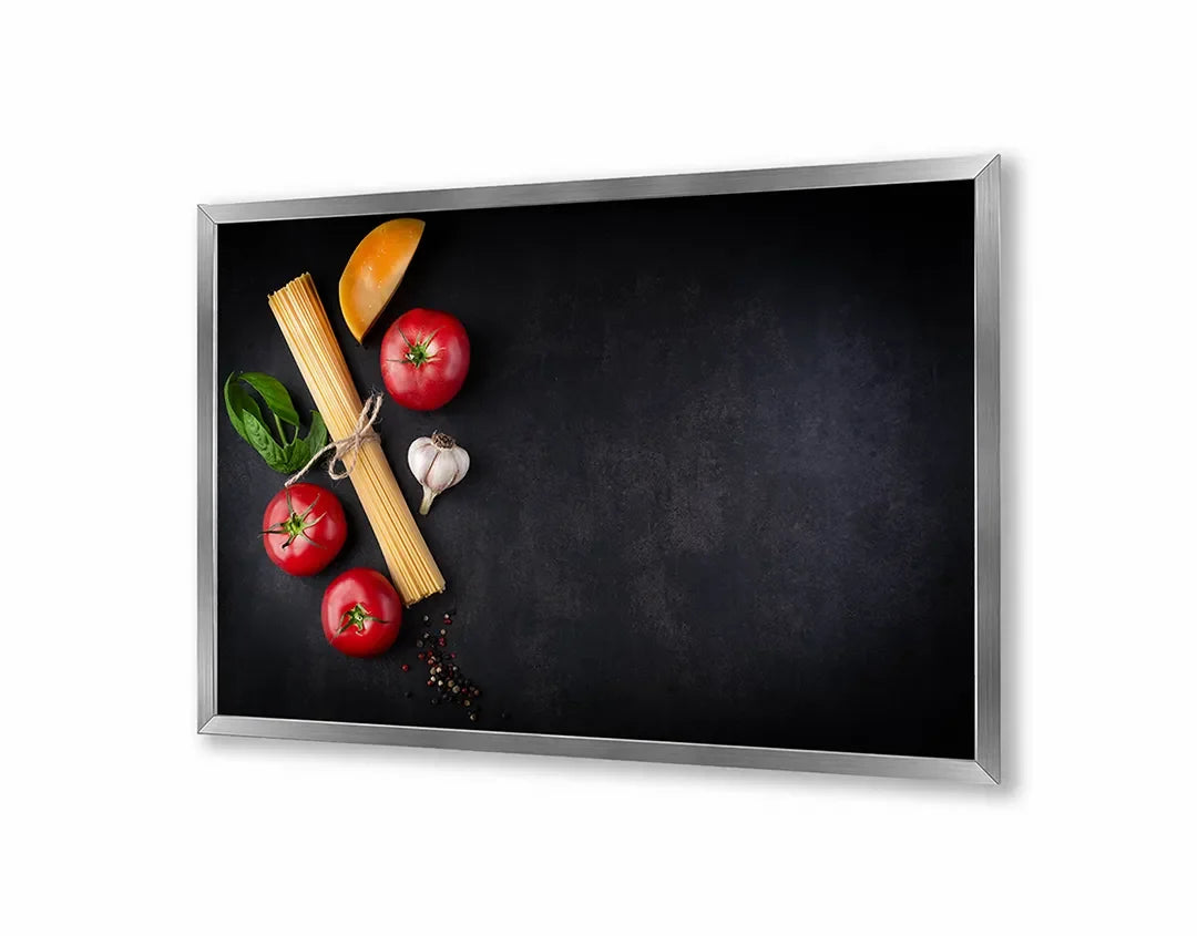 Metall Magnetboard mit hochwertigem Pasta Zutaten dunkel Design