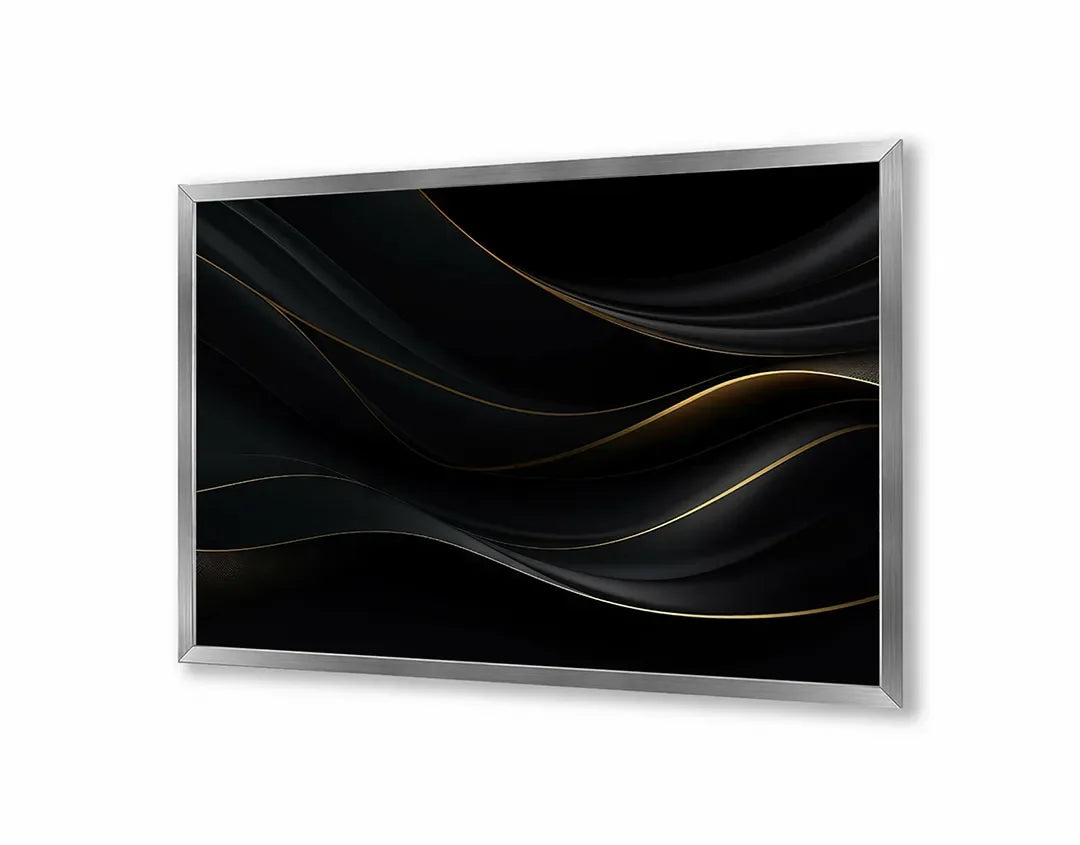 Metall Magnetboard mit hochwertigem Schwarze wellige Linien Gold Design
