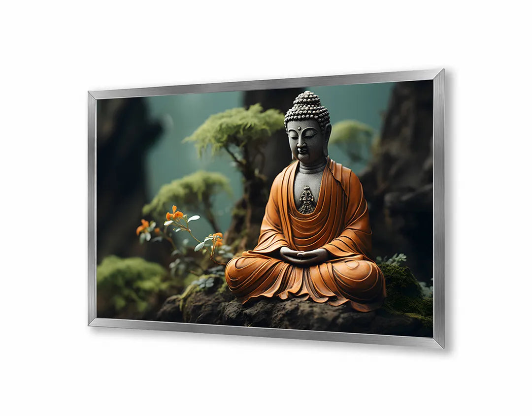 Metall Magnetboard mit hochwertigem Boeddha beeld in Wald Design