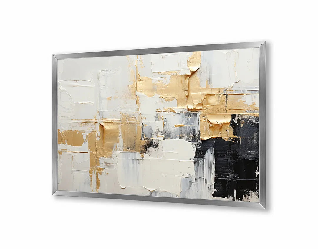 Metall Magnetboard mit hochwertigem Gold und weiß abstrakt schilderij Design