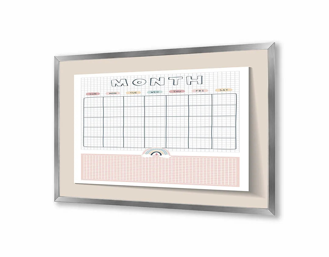 Metall Magnetboard mit hochwertigem Rosa Monatsplaner Design