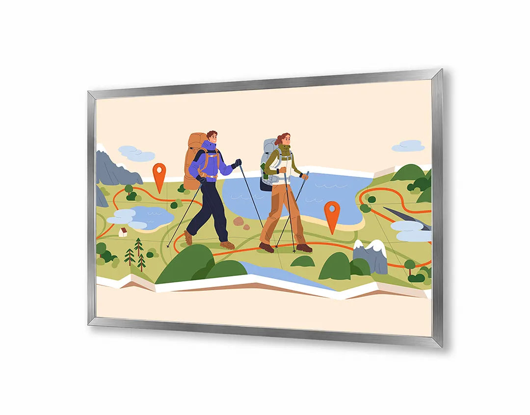 Metall Magnetboard mit hochwertigem Wandelaars in Berge Illustration Design