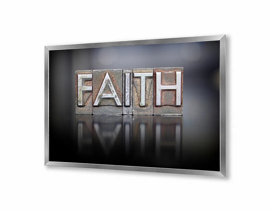 Metall Magnetboard mit hochwertigem Glaube Text Mit Reflectie Design