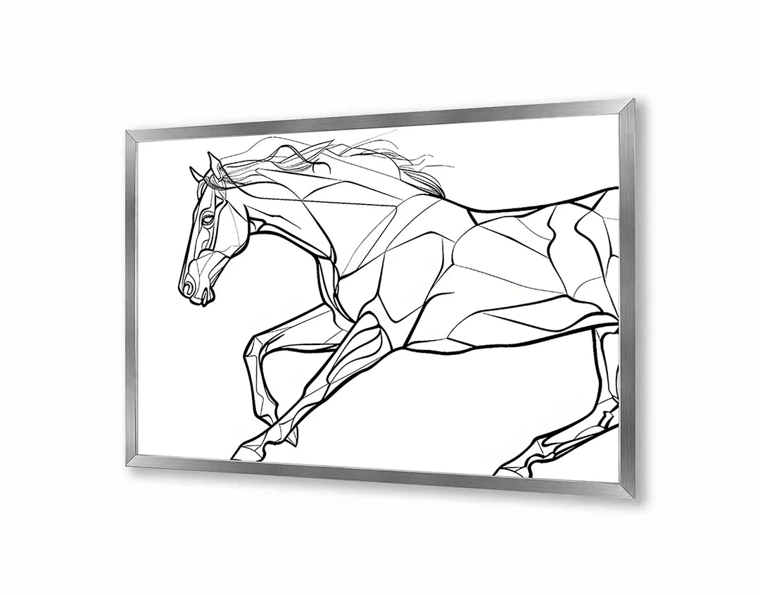 Metall Magnetboard mit hochwertigem Paard Linienzeichnung rennend Design