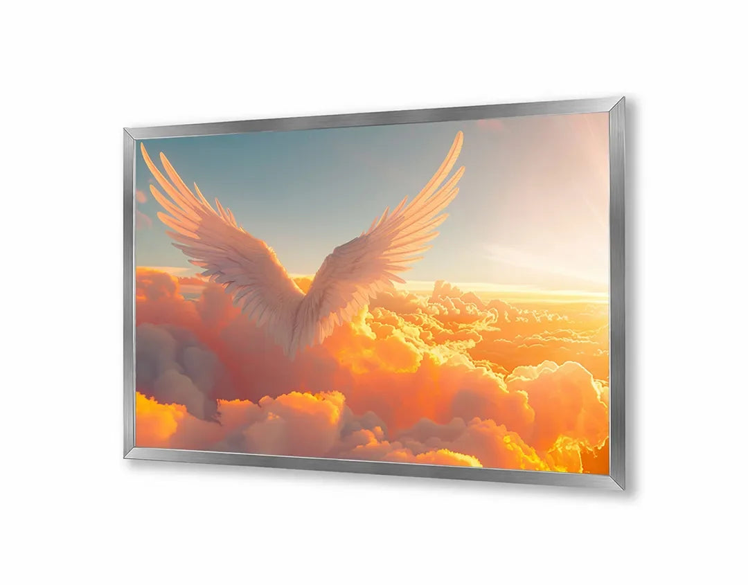 Metall Magnetboard mit hochwertigem Goldene vleugels in Wolken Design