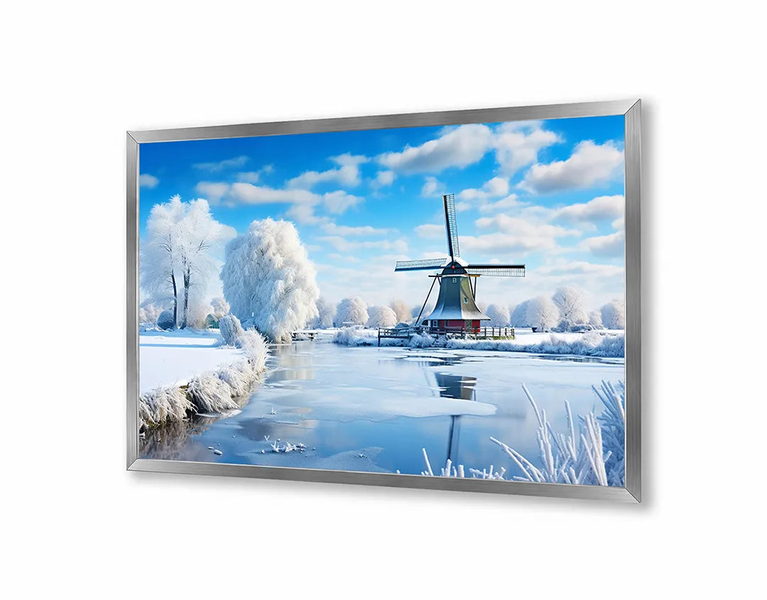 Metall Magnetboard mit hochwertigem Winterlandschap molen Design
