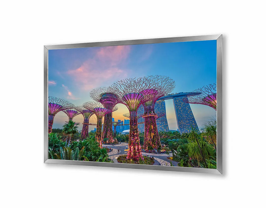 Metall Magnetboard mit hochwertigem Singapore Gardens By The Bay Bei Nacht Design