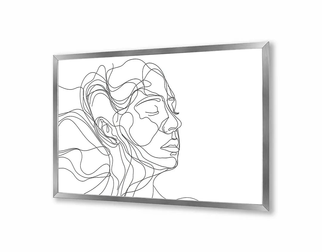 Metall Magnetboard mit hochwertigem Linienzeichnung Gesicht Frau Design