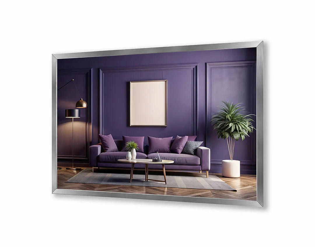 Metall Magnetboard mit hochwertigem Modern lila Interieur Design