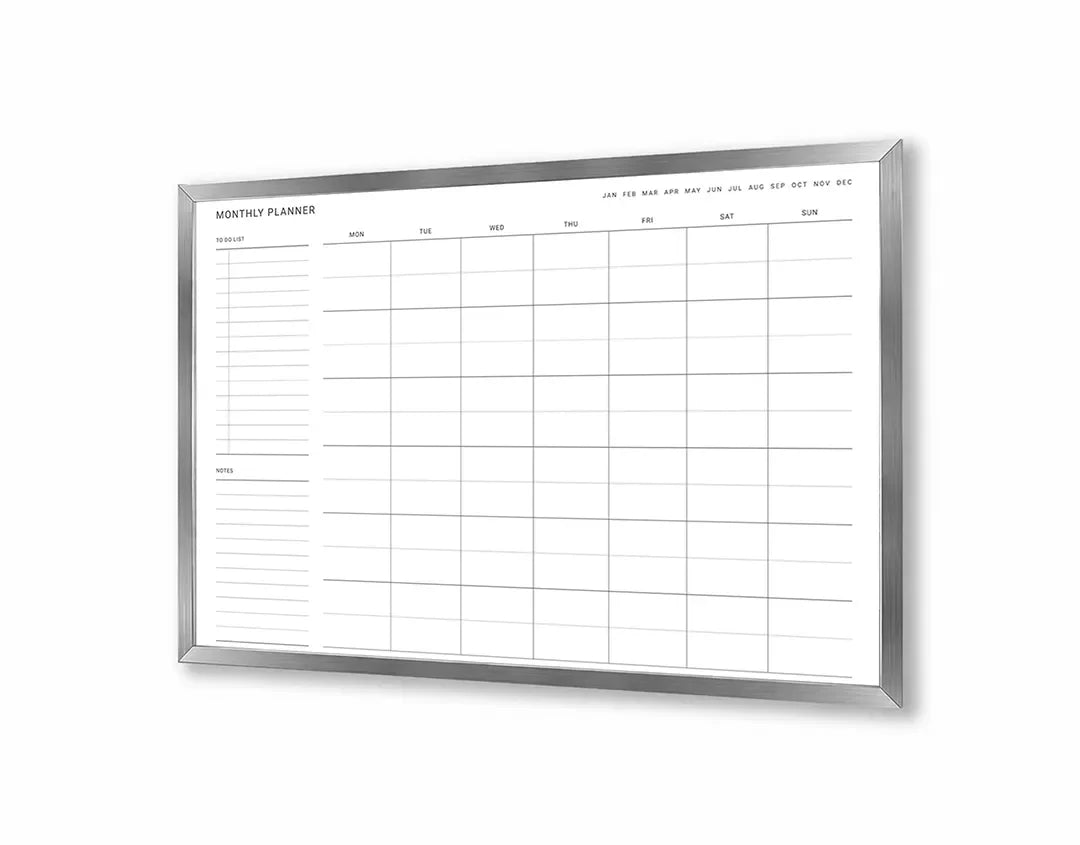 Metall Magnetboard mit hochwertigem Strakke Monatsplaner weiß Design