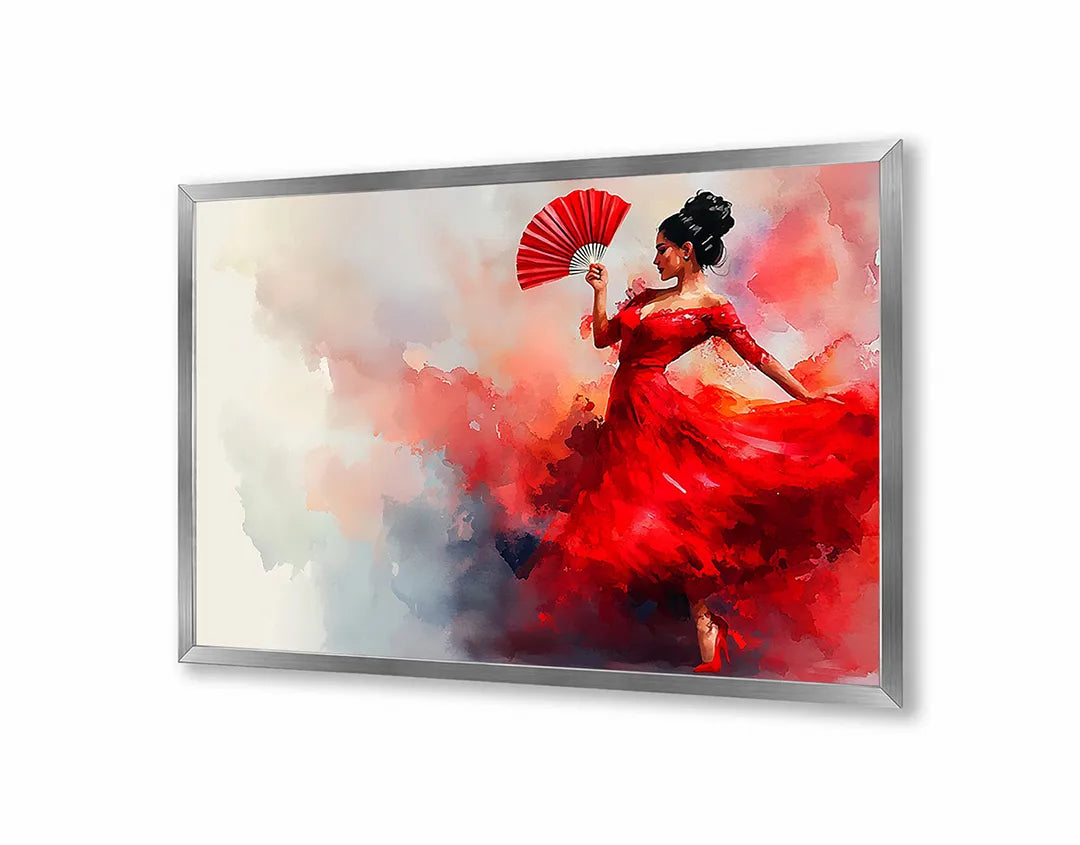 Metall Magnetboard mit hochwertigem Frau in rote Kleid tanzend Design