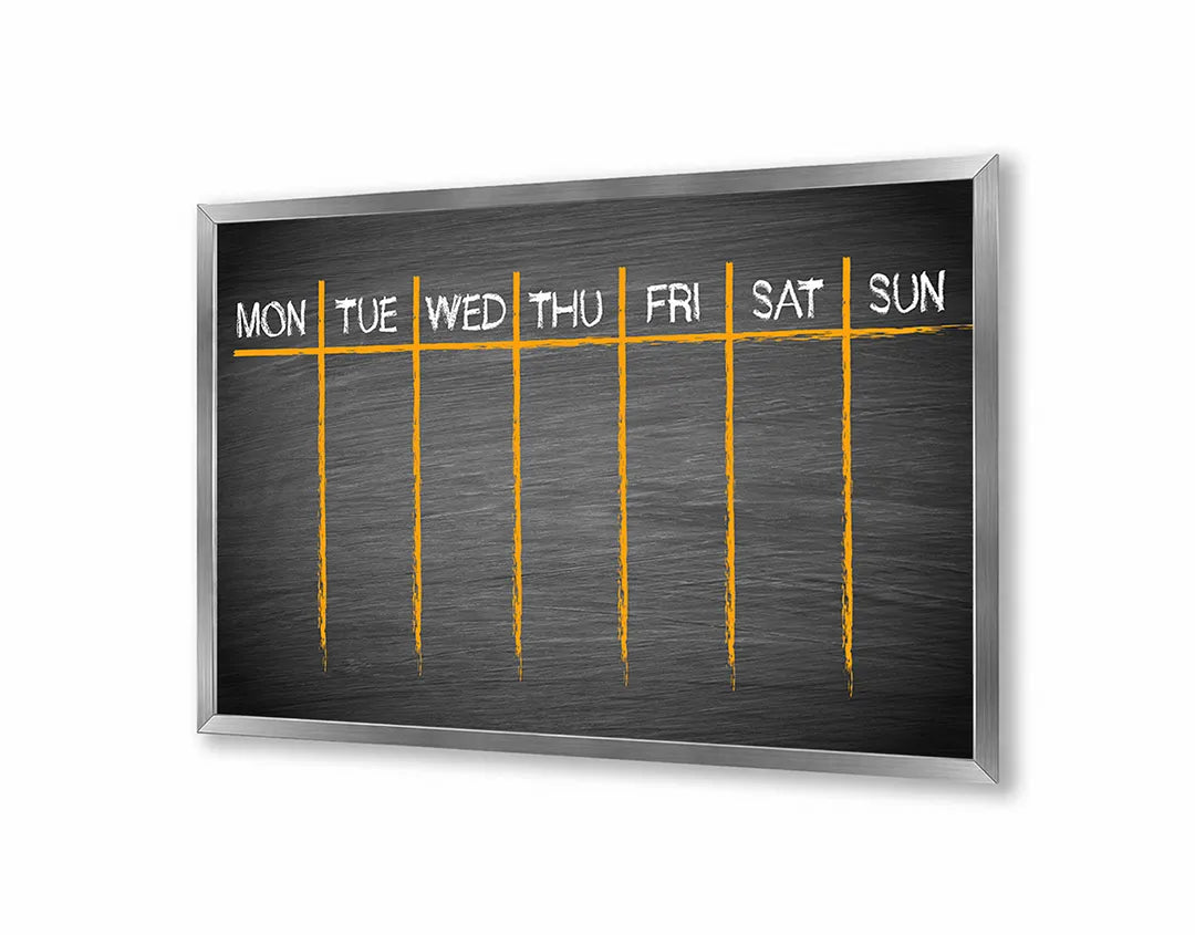 Metall Magnetboard mit hochwertigem Kreidetafel Wochenplaner Design