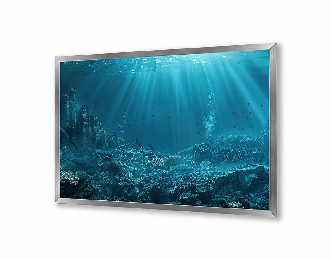 Metall Magnetboard mit hochwertigem Unterwasser Ozean blau Design