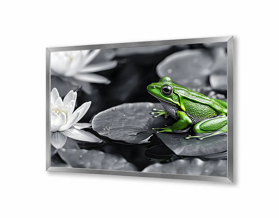 Metall Magnetboard mit hochwertigem Frosch auf Lotusblatt Design