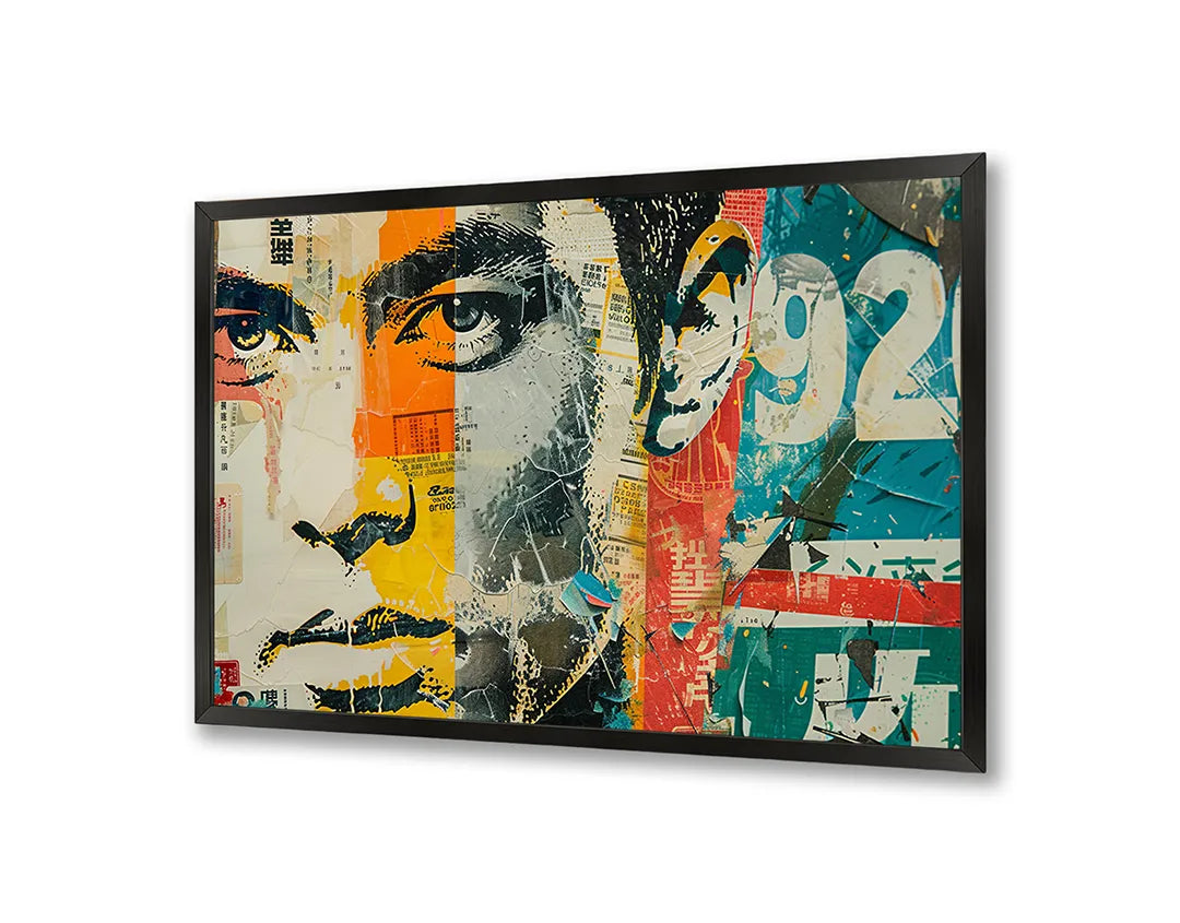 Metall Magnetboard mit hochwertigem Abstrakt Männergesicht Pop Art Design