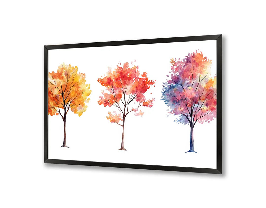 Metall Magnetboard mit hochwertigem Drei Herbstbäume Aquarell Design