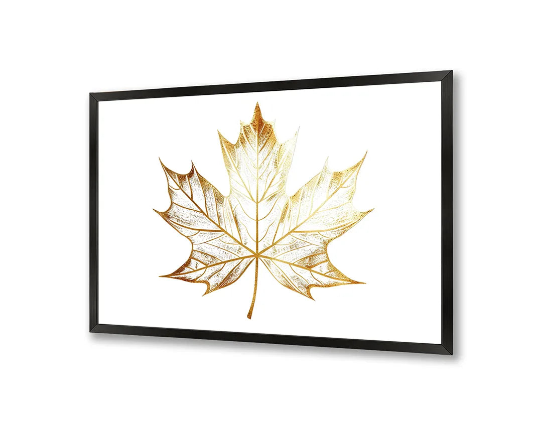 Metall Magnetboard mit hochwertigem Goldene Ahornblatt weiß Design