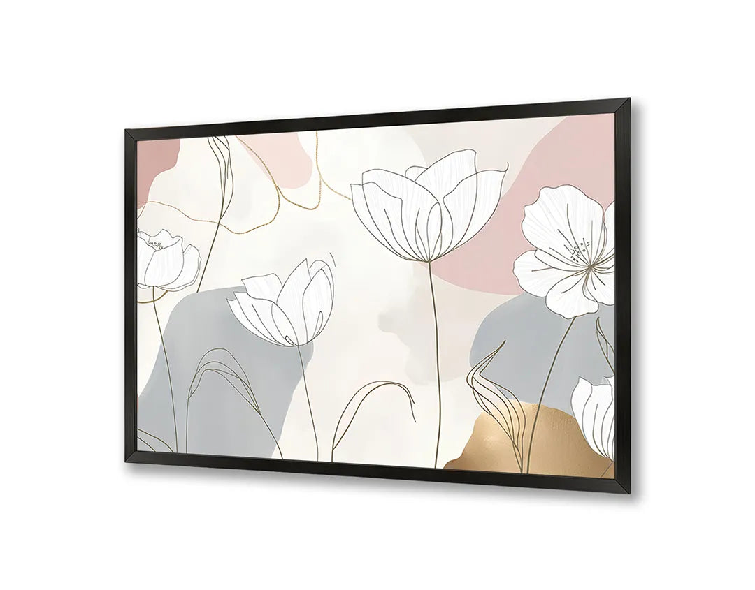 Metall Magnetboard mit hochwertigem Minimalistische Blumen Pastell Design