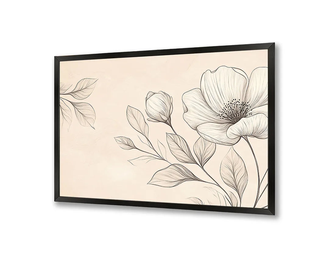 Metall Magnetboard mit hochwertigem Beige Blumen Illustration Design