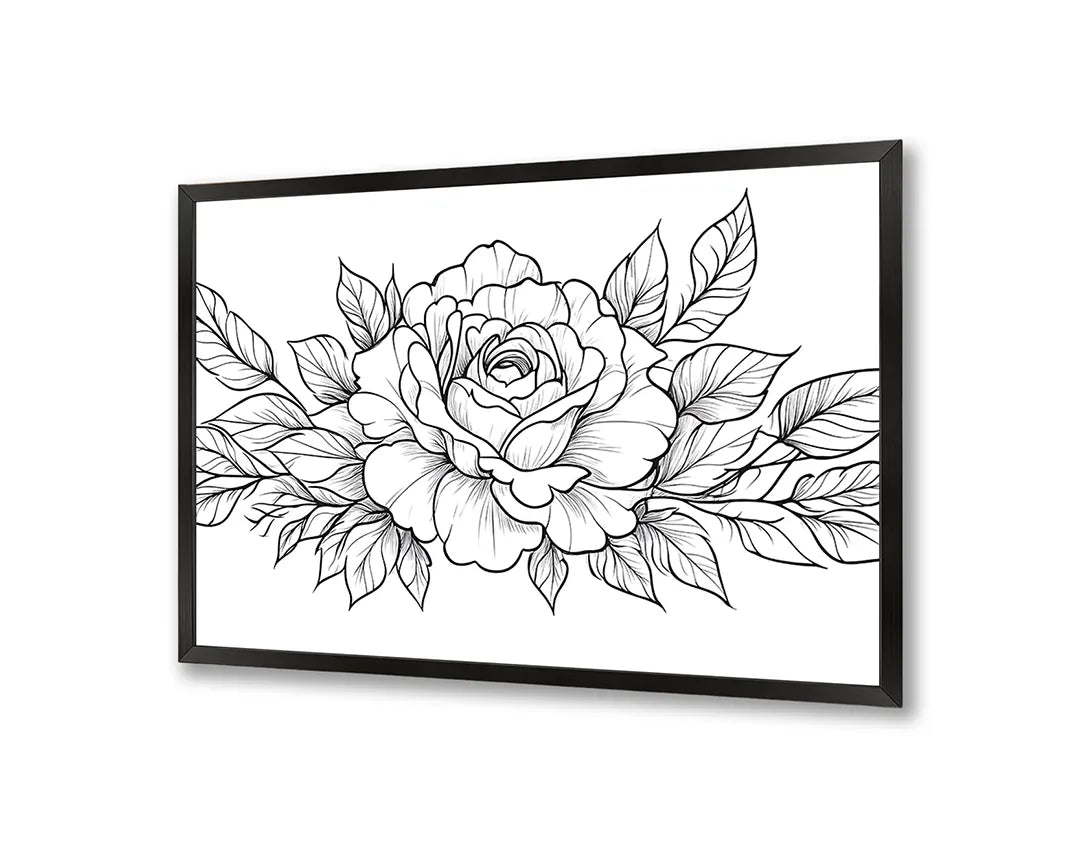 Metall Magnetboard mit hochwertigem Rosenzeichnung schwarz weiß Design