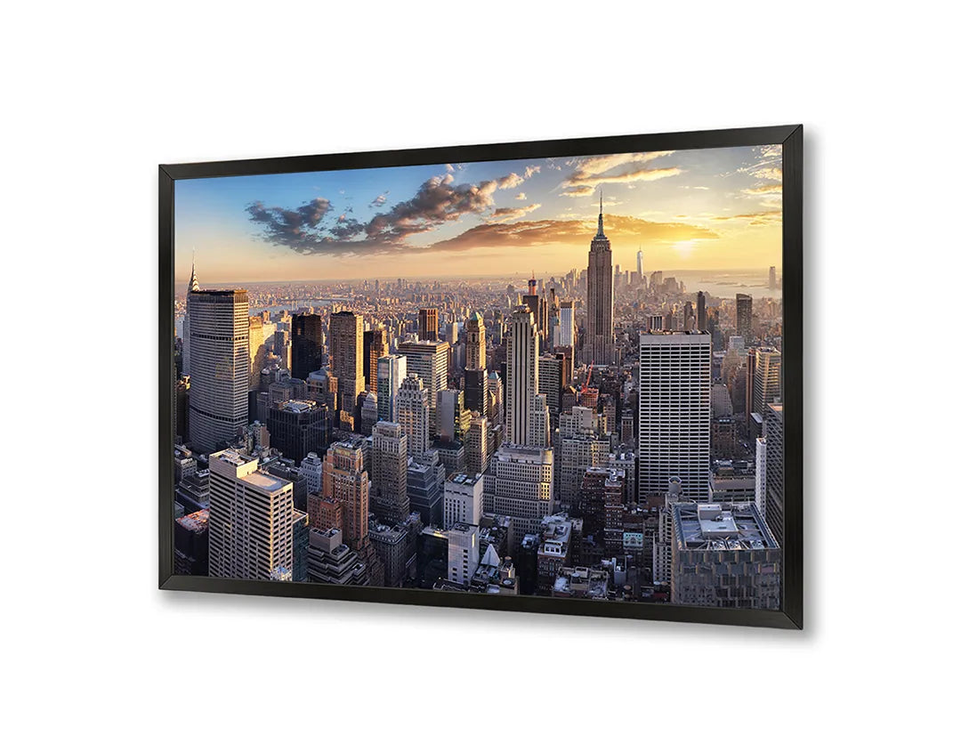 Metall Magnetboard mit hochwertigem New York Skyline Bei Sonnenuntergang Design