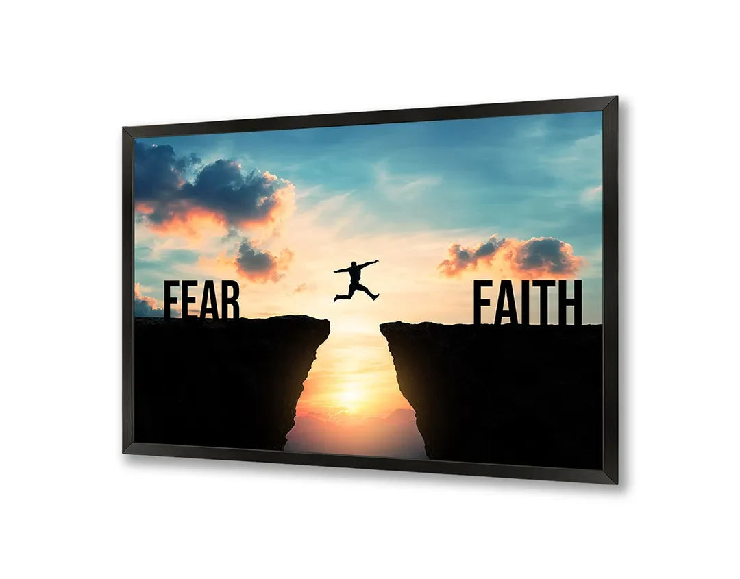 Metall Magnetboard mit hochwertigem Silhouette Sprung Fear Glaube Design