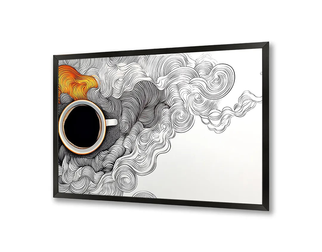 Metall Magnetboard mit hochwertigem Koffiekopje Doodle Kunst Design