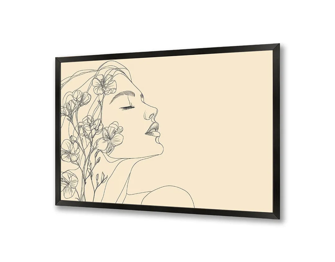 Metall Magnetboard mit hochwertigem Minimalistisch Frauengesicht Blumen Design