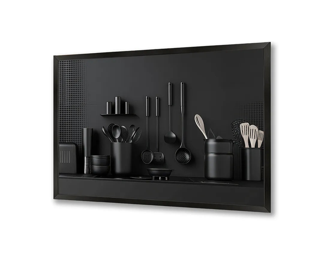 Metall Magnetboard mit hochwertigem Schwarz Küchenutensilien Regal Design