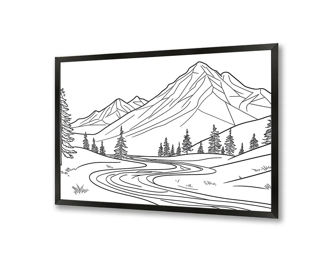 Metall Magnetboard mit hochwertigem Berglandschaft Linienzeichnung Design