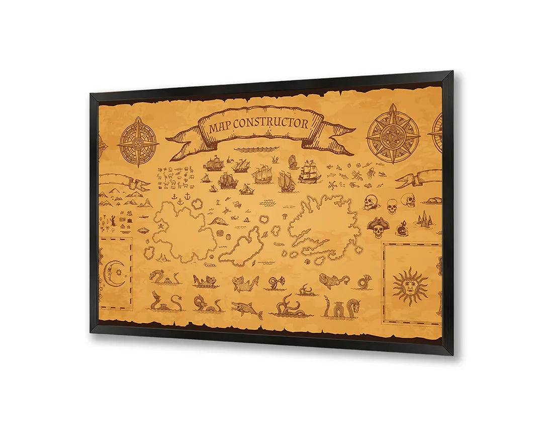 Metall Magnetboard mit hochwertigem Alte Schatzkarte Piraten Design